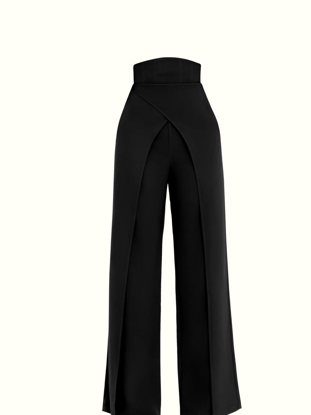 Andrea Iyamah Black High-Rise Wide-Leg Trousers